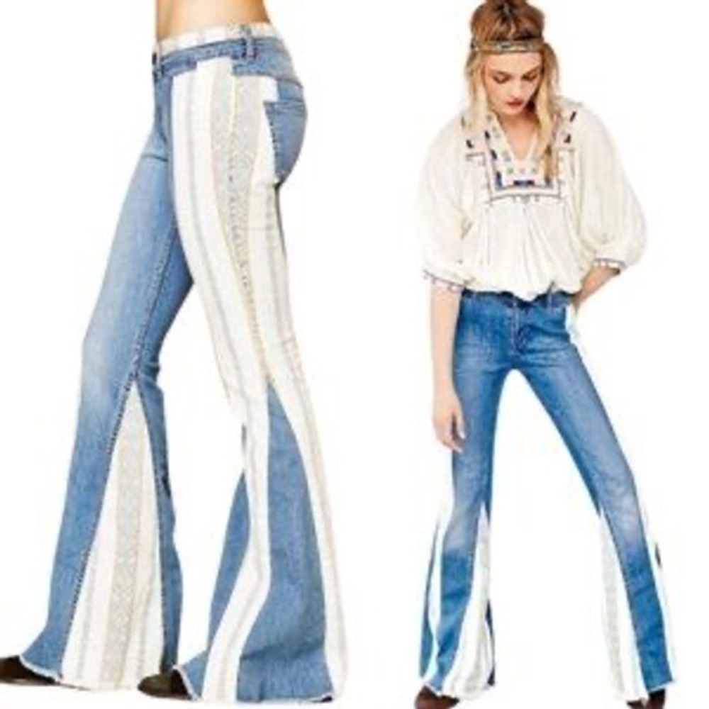 Free People Danica Flare Jeans Womens Size 29 Hippie Boho Festival Country Music